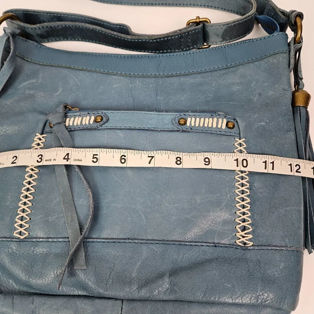 Lucky Brand Boho Blue Leather Crossbody Bag - Picture 5 of 16